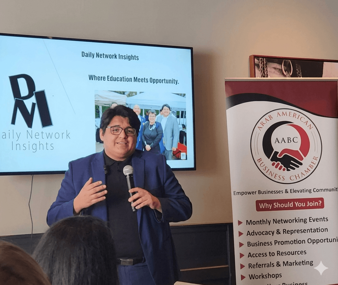 Daily Network Insights at the AABC Innovation Mixer engaging with entrepreneurs and community leaders